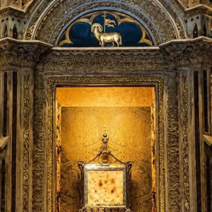 tabernacle containing the blood stained relics of the miracle bolsena